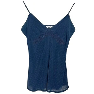 Y2K No Boundaries Women's L Lace Trim Pleated Camisole Layering Tank Blue - Picture 1 of 4