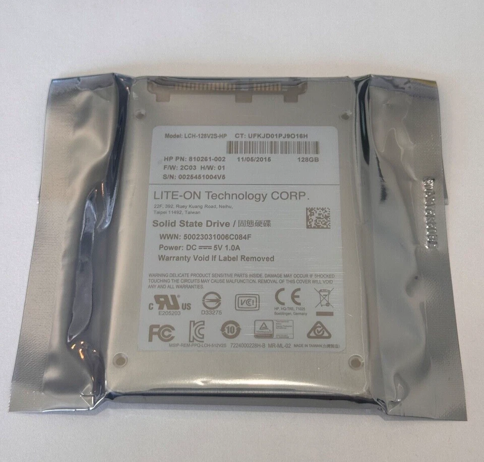 LITE-ON LCH-128V2S-HP 128GB SATA SSD 2.5" Solid State Drives HP 810261-002 - Image 1 of 2
