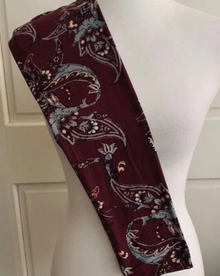 Leggings LuLaRoe OS Borgoña con Gris Negro Blanco Paisley Remolinos Desplazamiento DE COLECCIÓN Foto 1 de 2