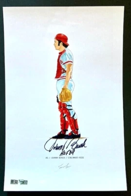 JOHNNY BENCH BEAUTIFULLY SIGNED 12x18 LITHOGRAPH AUTHENTICATED BY FANATICS - Image 1 of 3