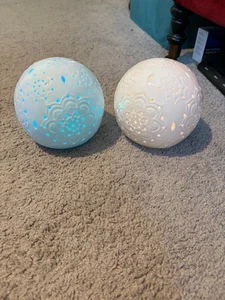 Barbara King 5 in Illuminated Mandala Porcelain Sphere Set of 2 - Picture 1 of 15