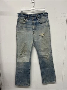 70s LEVI’S Repaired Distressed Light Washed Blue Size 33x32 Denim Jeans - Picture 1 of 6