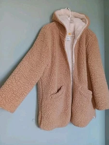 C & C california Faux Sherpa Hooded Jacket Large Open Front - Picture 1 of 7