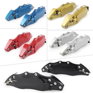 Pair Car 3D Metal Brake Caliper Covers Universal Front & Rear Large Colorful Red - Picture 1 of 12
