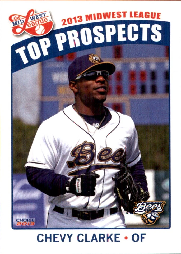 Chevy Clarke 2013 Choice Midwest League Top Prospects #06 RC AutographDen - Image 1 of 2
