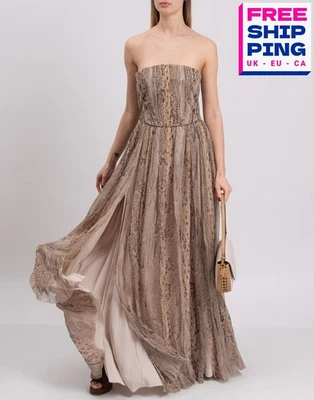 RRP€3542 ANNA MOLINARI BLUMARINE Silk Chiffon Gown IT44 US8 UK12 L Made in Italy - Image 1 of 4