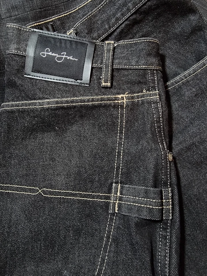 Sean John Jeans 34 Loose Baggy Hong Kong Early 2000s Hip Hop Wide Leg Raw Denim - Image 1 of 4