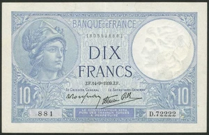 France, Banque de France, 10 francs, 14 Sept. 1939 (Pick 84), EF - Picture 1 of 2