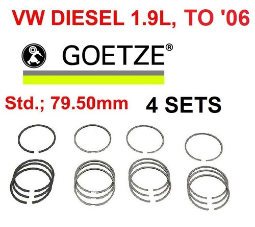 Engine Piston Ring Set ; 4 SETS X 3 RINGS EA VW Diesel 1.9L Std. 79 ...