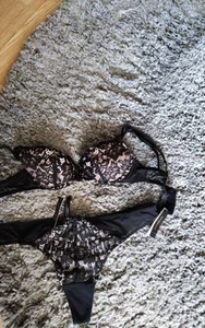 Ann Summers Timeless Affair Black/Nude Padded Plunge 32A-36DD + Thong Black/Nude - Picture 1 of 1