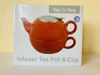 Té certificado INTNL para una tetera infusora 14 oz y taza 11 oz rojizo y amarillo NUEVO Foto 1 de 4