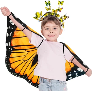 Irolwin Double Sided Kids Butterfly Wings for Toddler Girls Fairy Dress up Costu - Picture 1 of 12