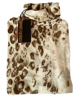 Roberto Cavalli Animal Print Wool Turtleneck Sweater ART:2KT774 NWT Italy Signed - Image 1 of 4