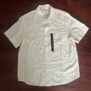 Banana Republic Men's Size L NEW ($70) Slim Fit Linen Blend Short Sleeve Shirt - Picture 1 of 4