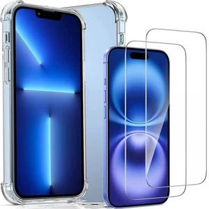 Clear ShockProof TPU Case for iPhone 17 Air 17 Pro Max / Glass Screen Protector - Picture 1 of 13