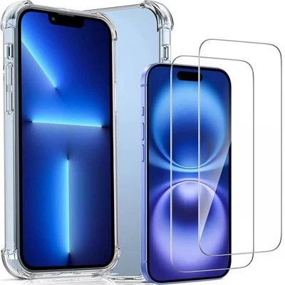 Clear ShockProof  TPU Case for iPhone 17 Air 17 Pro Max / Glass Screen Protector - Image 1 of 4
