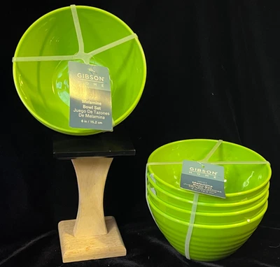 Gibson Home Set Of 4 Green Melamine Bowls  6” - NEW - Image 1 of 3