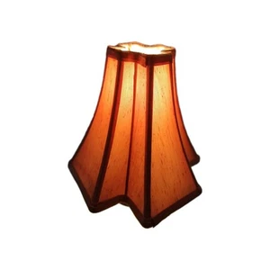 Paralume lampada vintage quadrato campana tessuto beige look seta top smerlato alto 9" tavolo - Foto 1 di 11
