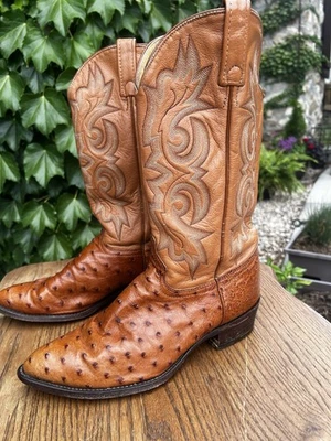 J. Chisholm Brown Ostrich Leather Boots Men's Sz. 9 Vintage - Image 1 of 4