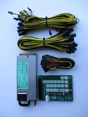 Kit de fuente de alimentación de plataforma de minería GPU todo en uno HP 1200 vatios platino ZSX-amp Foto 1 de 4
