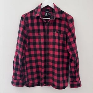 Swanndri Mens Long Sleeve Button Up Flannel Shirt - Checkered Black/Red - Size S - Picture 1 of 12