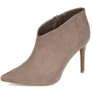 Journee Collection Womens 7.5 M Taupe Zip Up High Heel Ankle Booties NIB YK5 - Picture 1 of 6