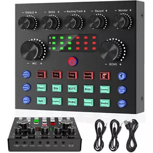 V8S External Sound Card with Bluetooth for Live Streaming Audio Mixer Broadcast - Picture 1 of 17
