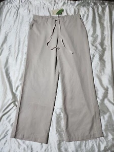 NWT Nurture Beige Khaki Lyocell Drawstring High Waist Wide Leg Pants Size Large - Picture 1 of 13