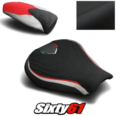 MV Agusta F3 675 800 Seat Covers 2012-2018 2019 2020 Black Red Luimoto Suede - Image 1 of 4