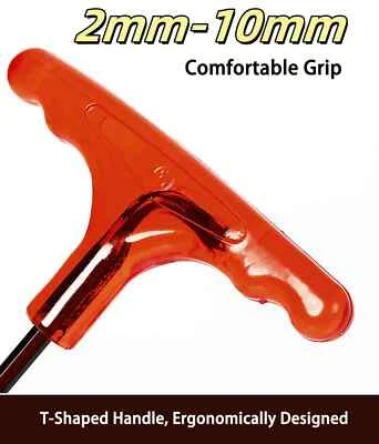 2mm-10mm T Handle Hex Key Wrench with Stand Metric Allen Wrenches S2 Steel - Image 1 of 4