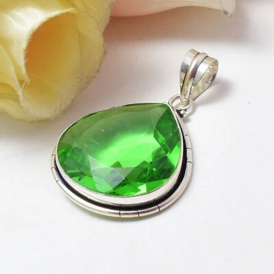 Colgante hecho a mano de plata de ley 925 con piedras preciosas de topacio peridoto 25 mm Foto 1 de 4