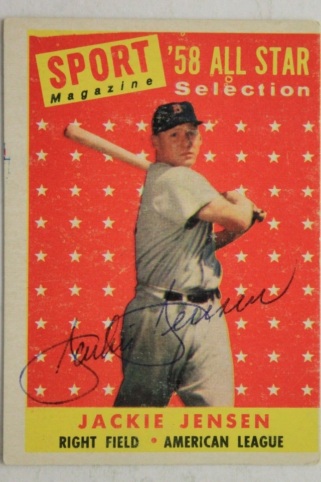 Jackie Jensen (d.1982) Red Sox Autographed Signed 1958 Topps #489 RARE Card  - Image 1 of 2