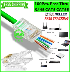 110 Pcs CAT6 RJ45 for Ethernet Cables For Cat6/Cat5/Cat5e Pass Through Modular - Picture 1 of 12