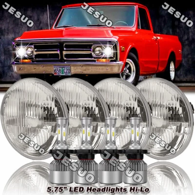 4PCS 5.75" 5-3/4" Round LED Headlights For GMC C15/C1500 1961-1972 Pickup C2500 Foto 1 de 4