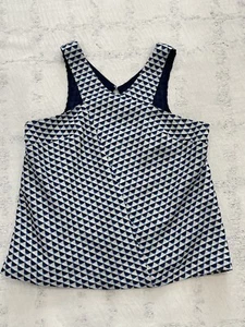 ANTHROPOLOGIE HD In PARIS Sleeveless Tank Top Jacquard Keyhole Back Blue Size 6 - Picture 1 of 8