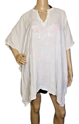 New Banana Republic Cotton Swim Coverup XS/S White V-neck Oversized Tie Neck  B5 - Image 1 of 4