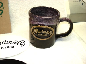 RARE CF MARTIN &Co Guitar DENEEN POTTERY MUG + FOUR STICKERS. Black D28 Acoustic - Picture 1 of 10