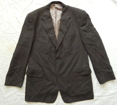 Traje Abrigo Blazer Chaqueta Negro Marrón Lana Punteada 3 Botones - Para Hombres XL De Colección EE. UU. Foto 1 de 4