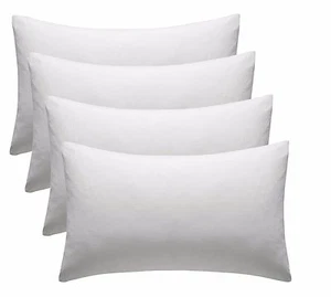4 PACK White 100% Egyptian Cotton Housewife Hotel Quality Pillowcases - Picture 1 of 3