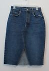 Old Navy Women's Higher High Waisted Button Fly Cut Off Jean Pencil Skirt Size 2