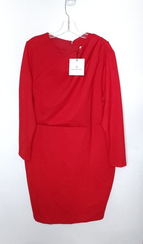 VALENTINO Abito da donna rosso nuovo con etichette $348 Chloe Kristyn Ponte lavorato a maglia bianca elasticizzato taglia 2X