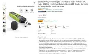 Decibel Meter Tadeto Digital Sound Level Meter Portable Sound Meter 30Db to 130 - Picture 1 of 4