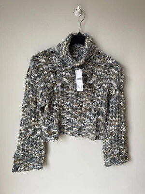 URBAN OUTFITTERS Jumper Cowl Slub Space Dye Knit Grey Roll Neck SMALL 💖BNWT £46 - Image 1 of 4