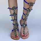 Woman Bohemia Sandal Boots Rhinestone Lady Knee High Boots Thin High Heels