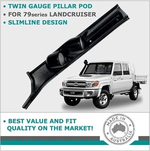 DUAL PILLAR POD 2 GAUGE HOLDER FOR TOYOTA LANDCRUISER 79 SERIES 09-23 IN BLACK - Picture 1 of 1