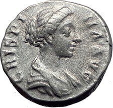 CRISPINA Commodus Wife FERTILITY GODS AltarRARE Ancient Silver Roman Coin i63401