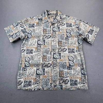 Campia Moda Shirt Mens Large Leaf Print Hawaiian Button Up Casual Tropical - Image 1 of 4