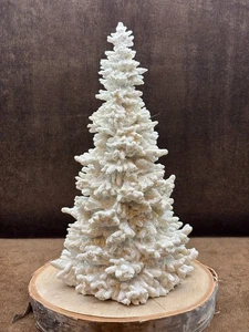 Department 56 Off-White Resin Christmas Tree Glitter 9.5" Snow Covered --  GUC - Picture 1 of 12