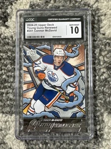 2024-25 UD #201 Connor McDavid. CGC 10 Gem Mint. Young Guns Renewed Hockey Card - Picture 1 of 6