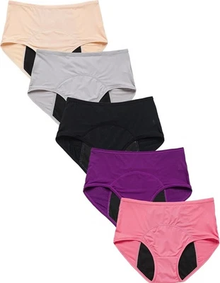 Paquete de 5 bragas lavables a prueba de fugas para incontinencia de alta absorción para mujer Foto 1 de 4